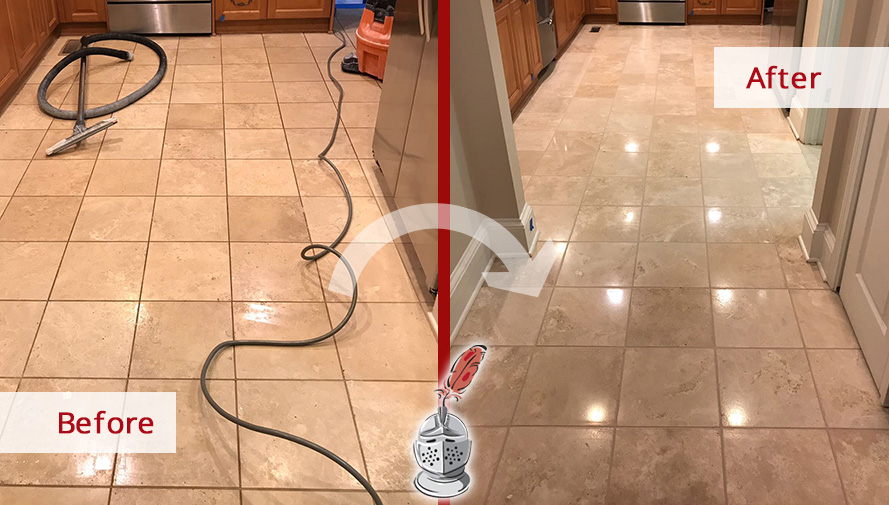 Before and After Picture of a Floor Stone Cleaning Service in Charlotte, NC