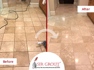Before and After Picture of a Stone Cleaning Service in Charlotte, NC