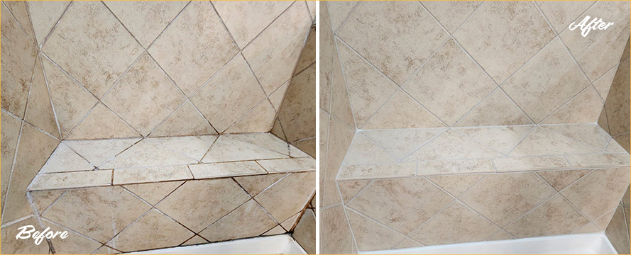 Shower Before and After Our Grout Cleaning in Indian Land, SC