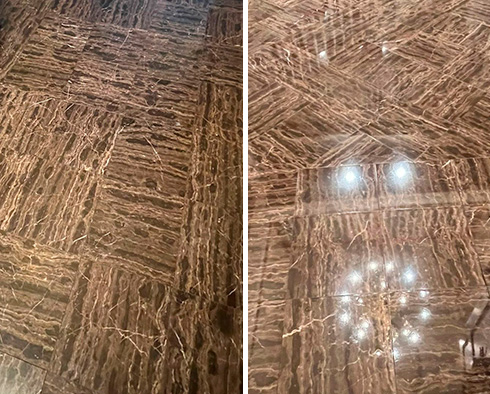 Marble Floor Before and After Our Stone Polishing in Charlotte, NC