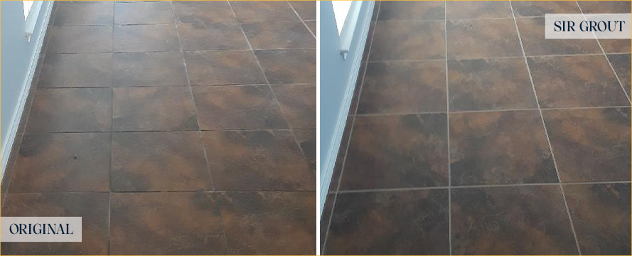 Floor Before and After a Flawless Grout Sealing in Fort Mill, SC
