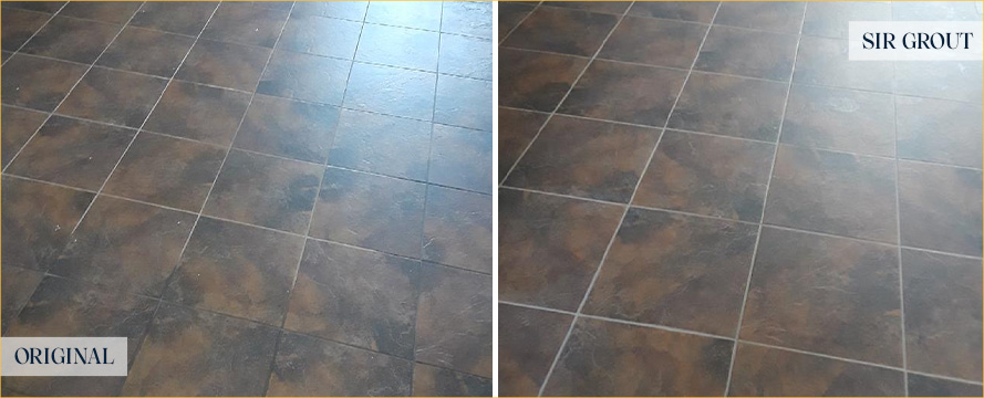 Floor Before and After a Superb Grout Sealing in Fort Mill, SC