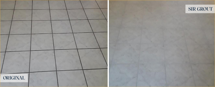 Floor Before and After a Superb Grout Cleaning in Cornelius, NC