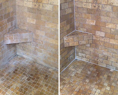 Shower Before and After a Stone Cleaning in Charlotte, NC