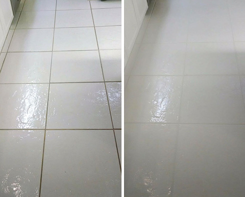 Floor Before and After a Grout Cleaning in Fort Mill, SC
