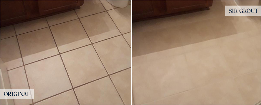 Floor Before and After a Superb Grout Cleaning in Cornelius, NC
