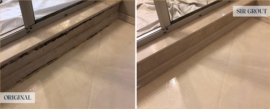 Shower Seams Before and After Our Caulking Services in Huntersville
