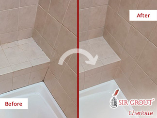 Before and After Image of a Shower Afer a Grout Cleaning in Monroe