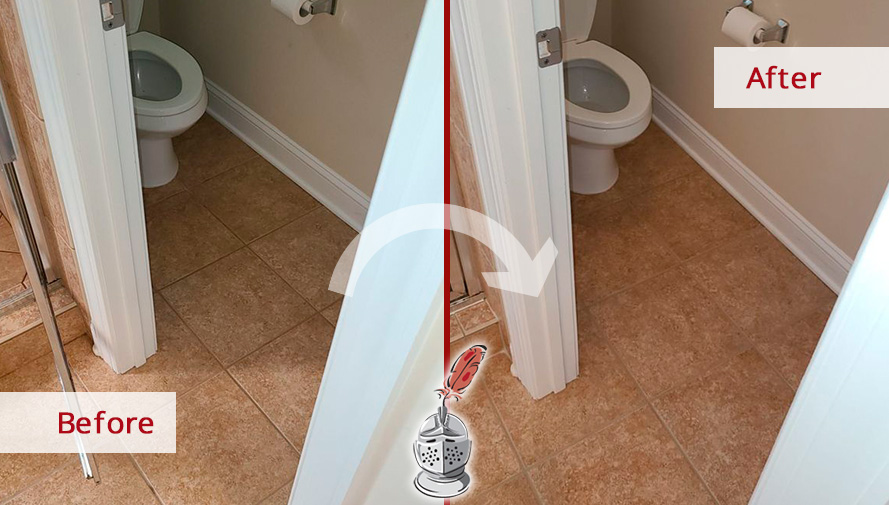 Image of a Bathroom Before and After a Superb Grout Cleaning in Waxhaw, NC