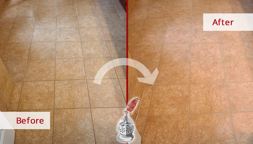 Image of a Shower Floor Before and After a Superb Grout Cleaning in Waxhaw, NC