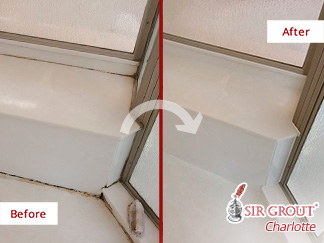 Before and After Our Shower Caulking Services in Waxhaw, NC