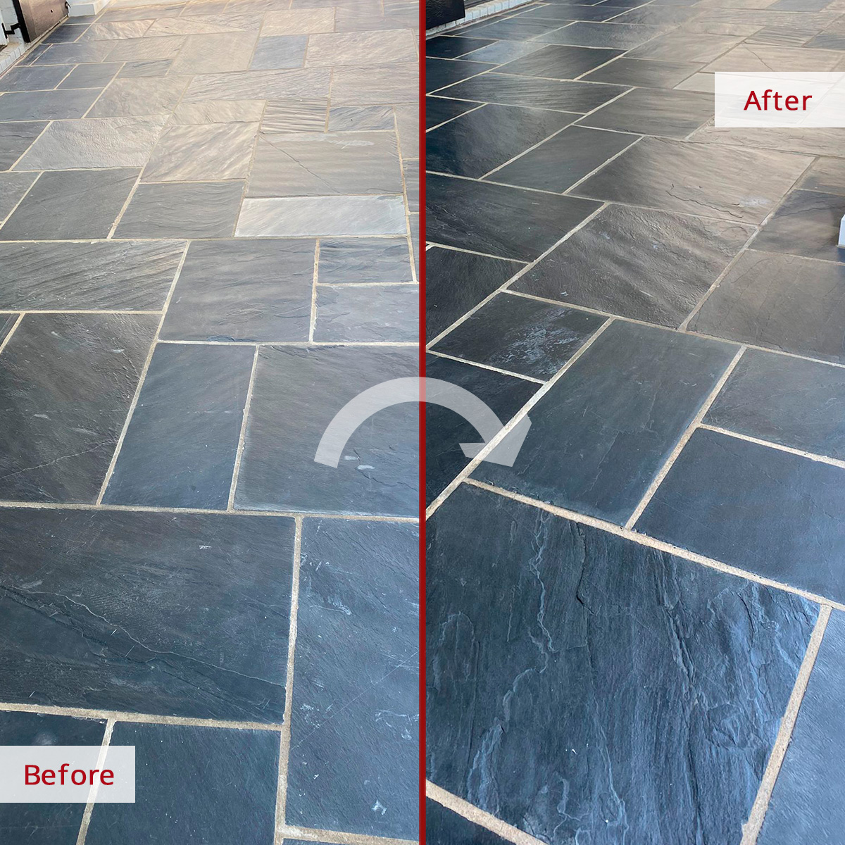 An Outdoor Slate Floor Looks Fantastic After a Professional Stone Cleaning  and Sealing in Charlotte, NC, image size:1200x1200