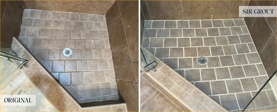 Shower Before and After a Phenomenal Grout Cleaning in Charlotte, NC