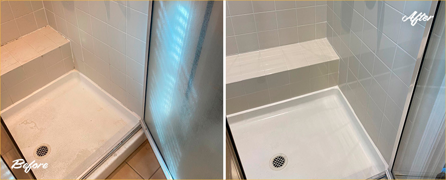 Shower Surfaces Before and After Our Tile and Grout Cleaners in Concord, NC