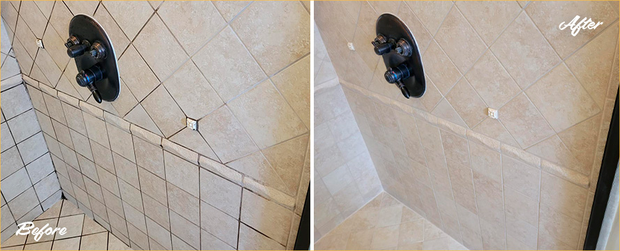 Full Shower Before and After Our Grout Sealing in Rock Hill, SC