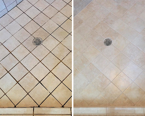 Shower Before and After Our Grout Sealing in Rock Hill, SC