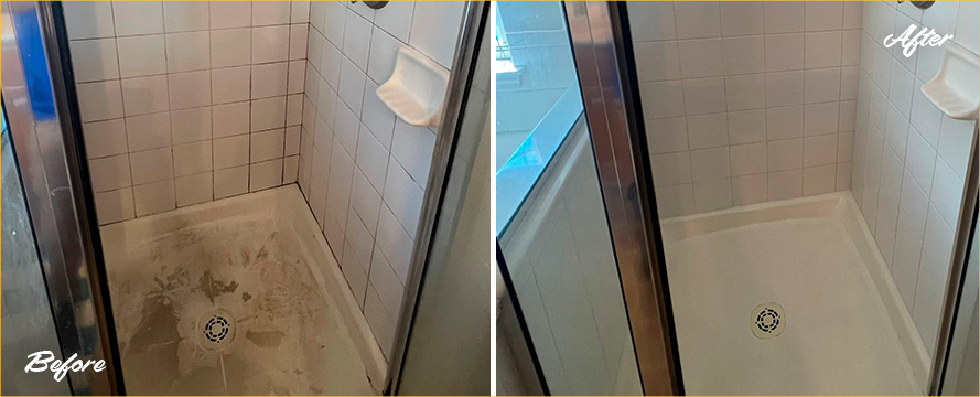 Shower Before and After Our Caulking Services in Indian Trail, NC