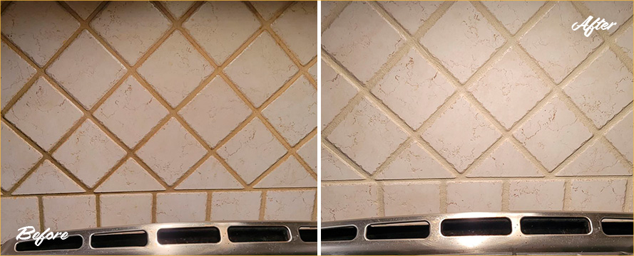 Hard Surface Before and After Our Grout Sealing in Huntersville, NC