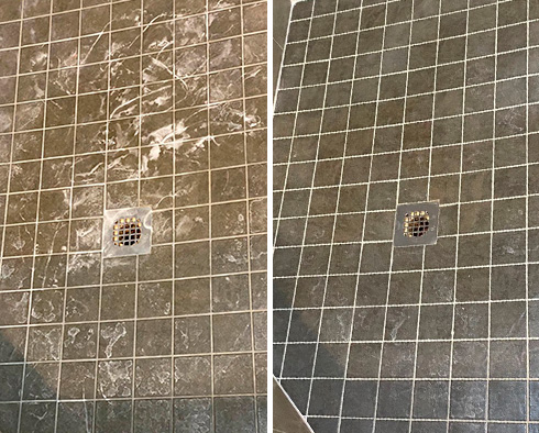 Shower Before and After Our Tile and Grout Cleaners in Monroe, NC