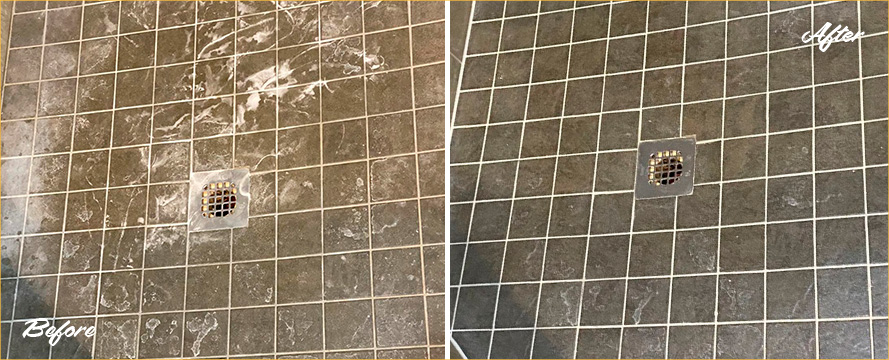 Shower Before and After Our Tile and Grout Cleaners in Monroe, NC