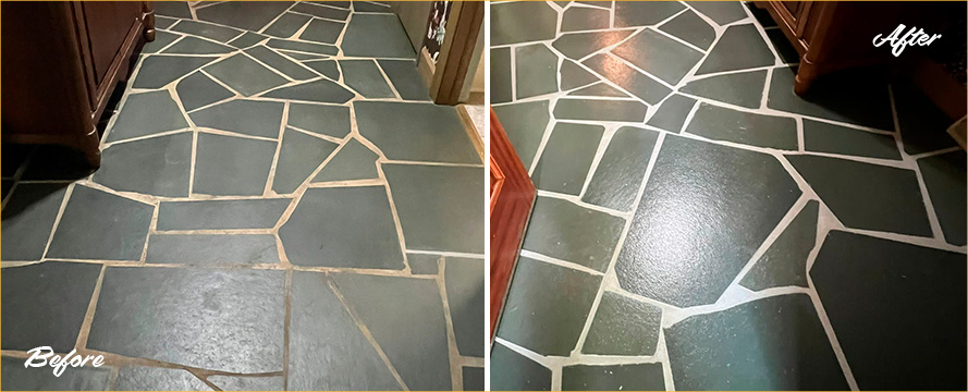 Floor Before and After a Phenomenal Stone Cleaning in Rock Hill, SC