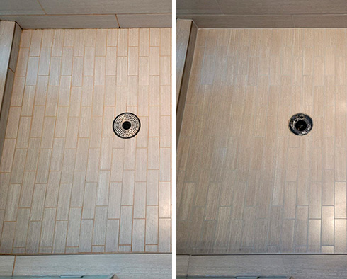 Shower Before and After Our Caulking Services in Charlotte, NC