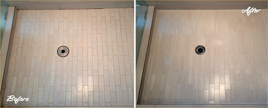 Shower Before and After Our Caulking Services in Charlotte, NC