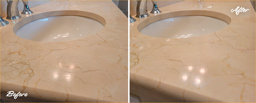 Marble Surface Before and After a Wonderful Stone Polishing in Cornelius, NC