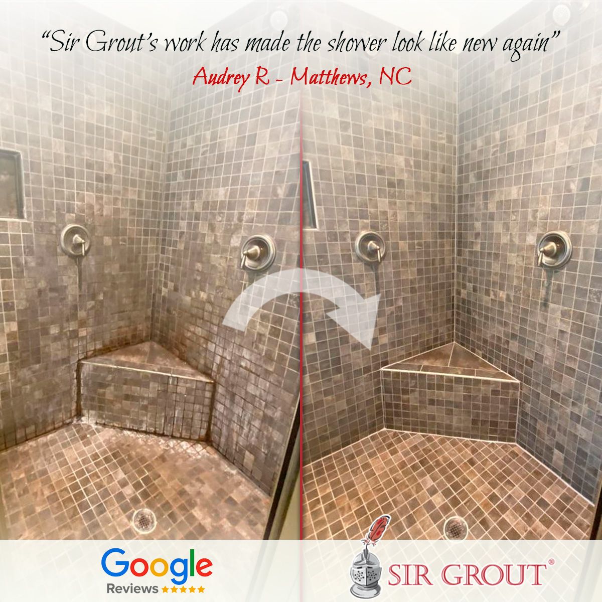 Sir Grout's work has made the shower look like new again