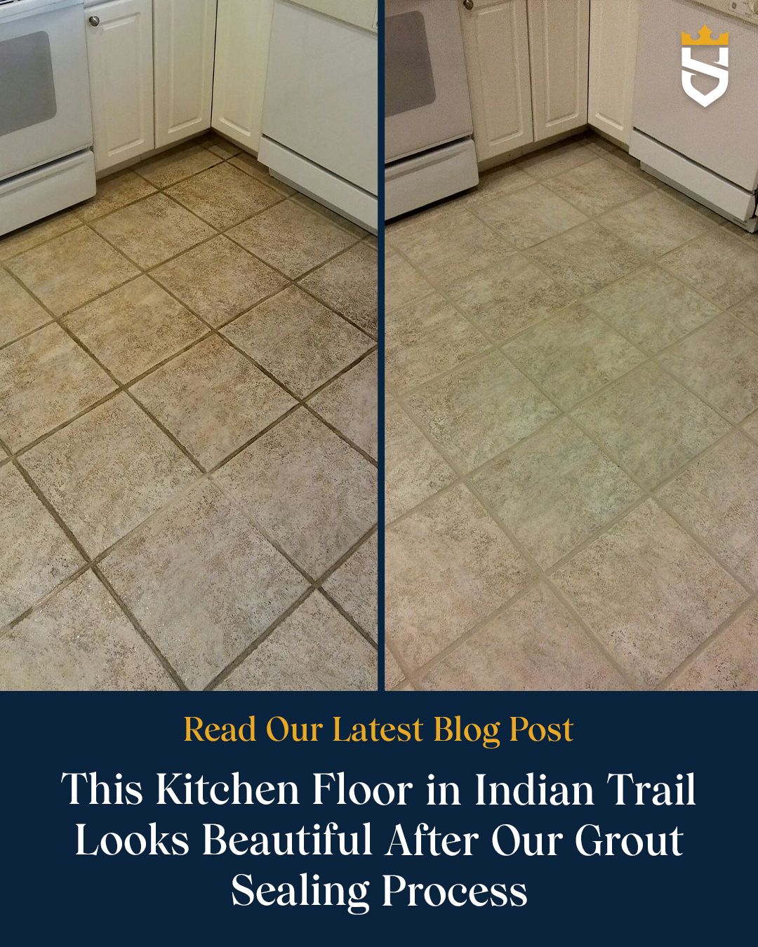 This Kitchen Floor in Indian Trail Looks Beautiful After Our Grout Sealing Process